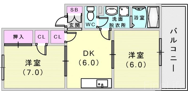 大倉山ハイツA棟の間取り