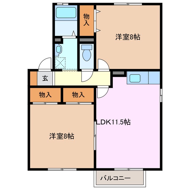 鈴鹿市高岡町のアパートの間取り