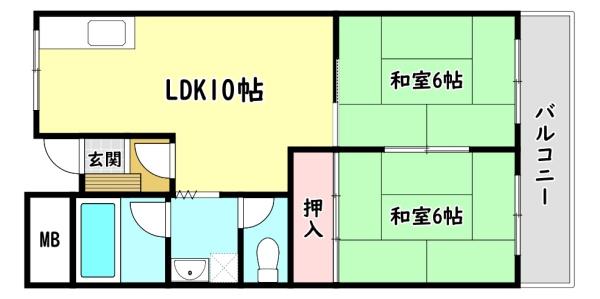 寝屋川市池田西町のマンションの間取り