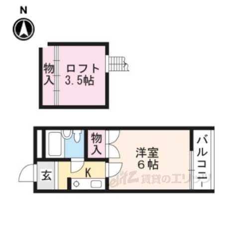 亀岡市宇津根町のアパートの間取り