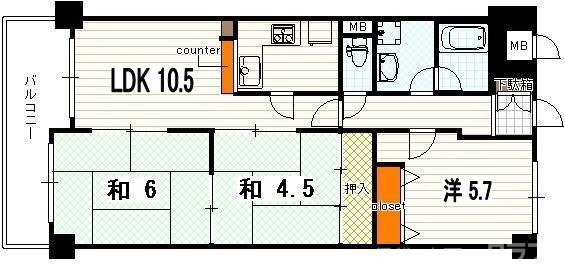 デリード烏丸東の間取り