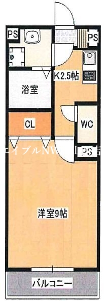 岡山市南区千鳥町のアパートの間取り