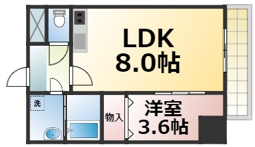 大阪市東成区玉津のマンションの間取り