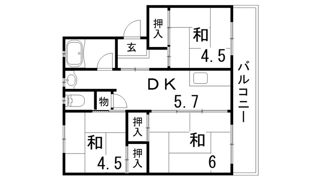 UR鈴蘭台第５ 57号棟の間取り