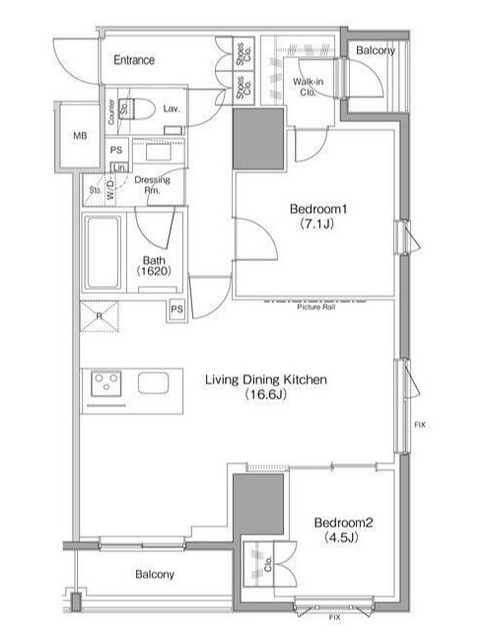 港区六本木のマンションの間取り