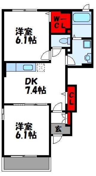 フーガ津屋崎IIの間取り