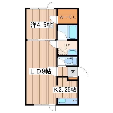 夕張郡長沼町あかねのアパートの間取り