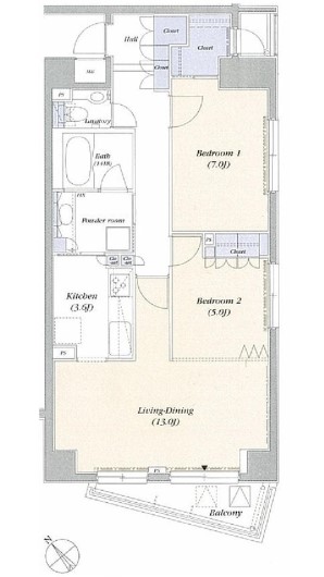 港区赤坂のマンションの間取り