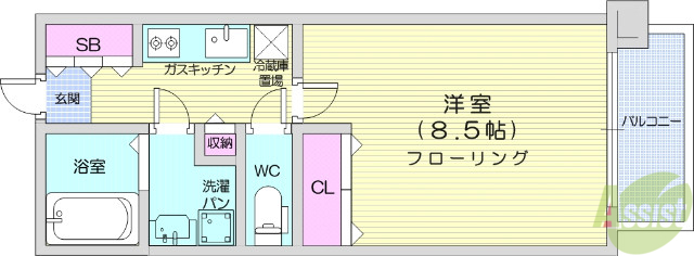 【仙台市青葉区川内大工町のマンションの間取り】