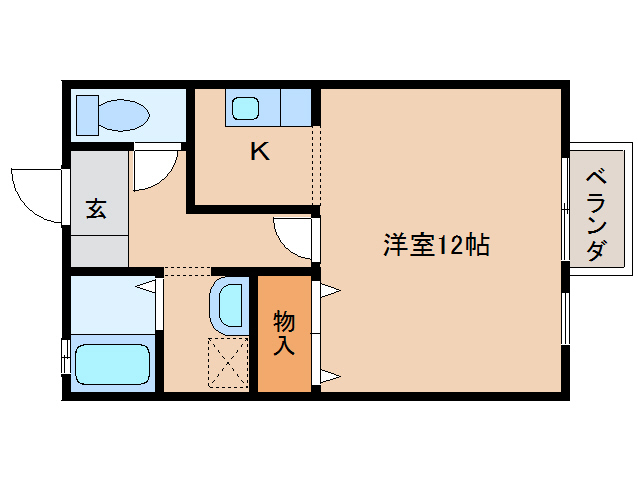 奈良市西大寺芝町のアパートの間取り