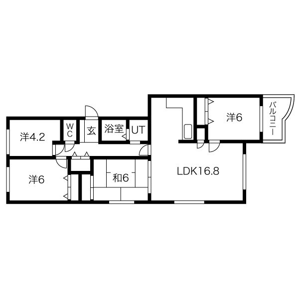 札幌市豊平区月寒東二条のマンションの間取り