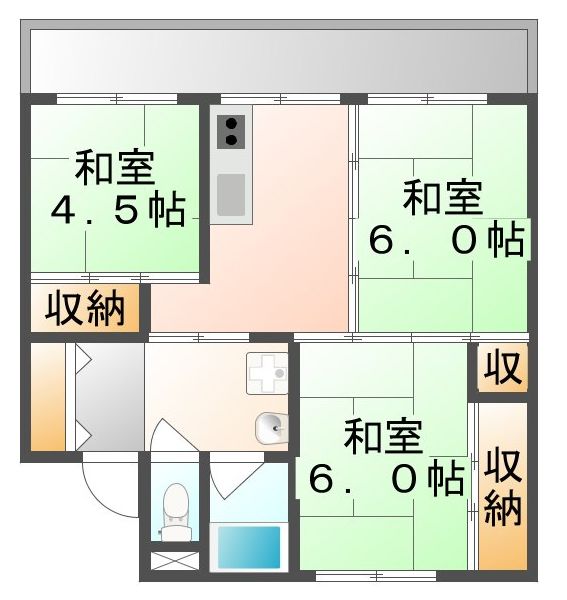 三原市大和町椋梨のマンションの間取り