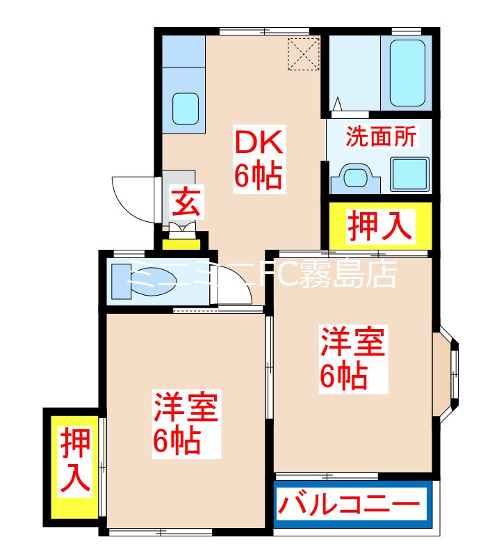 霧島市隼人町住吉のアパートの間取り