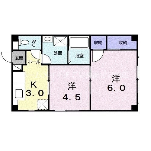 豊川市中条町のアパートの間取り