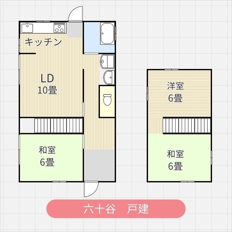 六十谷戸建の間取り写真