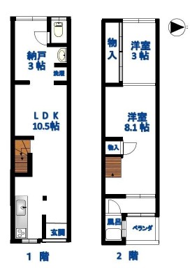 南海高野線 堺東駅 徒歩5分 2階建 築67年の間取り写真