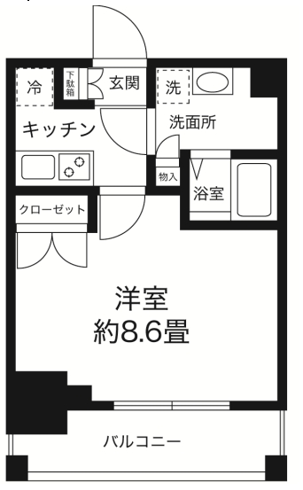 ＪＲ総武線 両国駅 徒歩4分 14階建 築14年の間取り写真