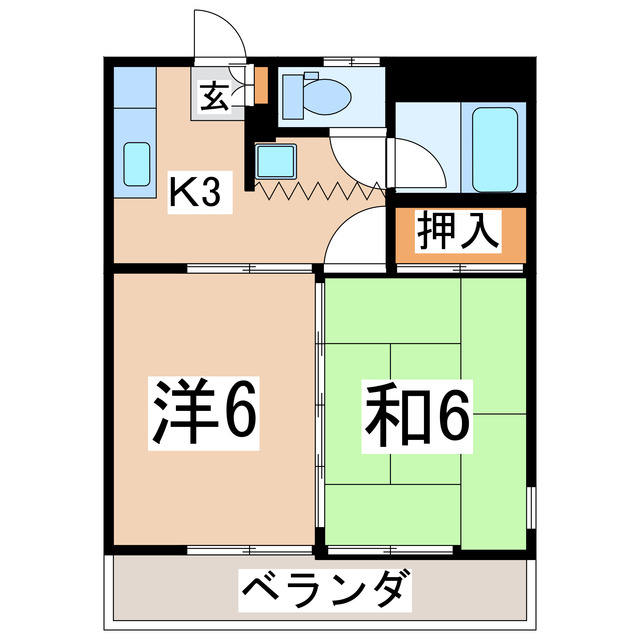 ＪＲ東北本線 郡山駅 徒歩27分 2階建 築39年の間取り写真