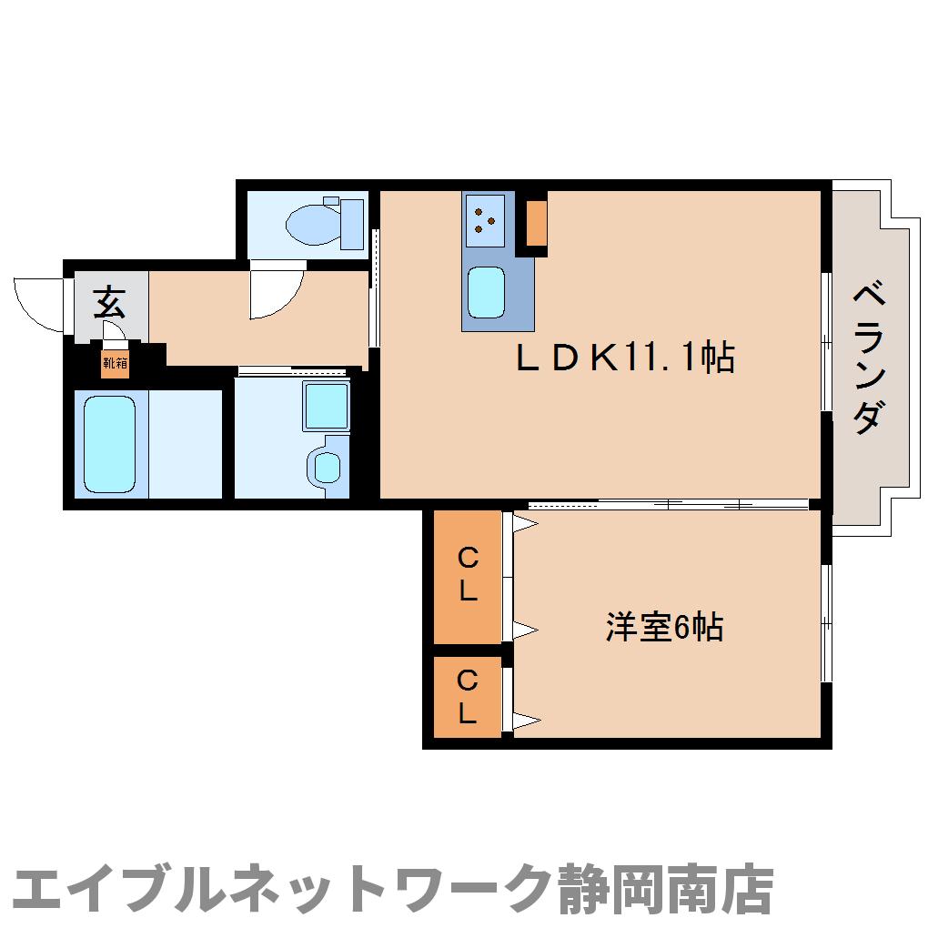 静岡市駿河区南町のマンションの間取り
