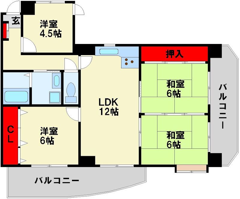 北九州市八幡西区陣山のマンションの間取り