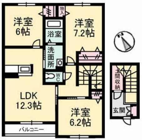 倉敷市連島町鶴新田のアパートの間取り