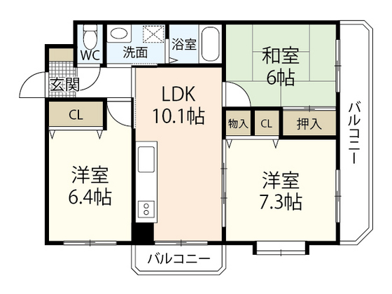 広島市安佐南区相田のマンションの間取り