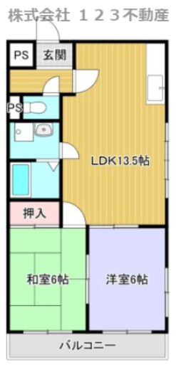 久留米市北野町中のマンションの間取り