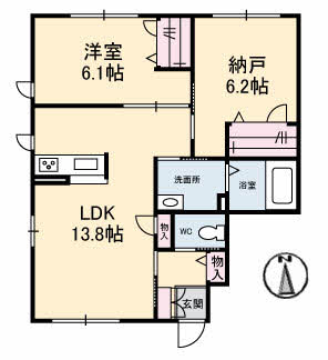 安芸郡府中町青崎東のアパートの間取り