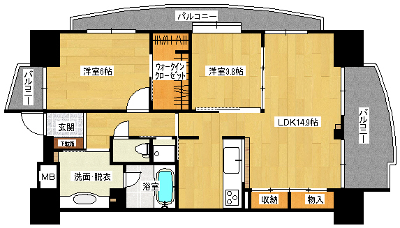 広島市南区段原日出のマンションの間取り