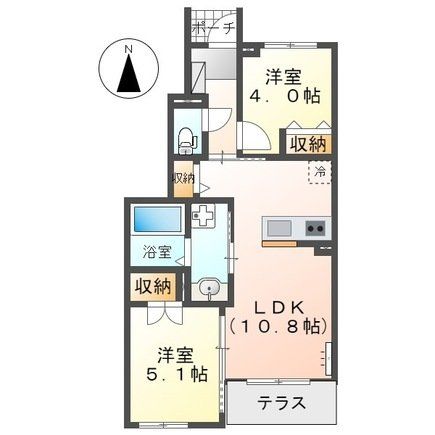 松戸市六高台のアパートの間取り