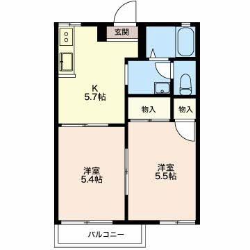 四日市市三ツ谷町のアパートの間取り