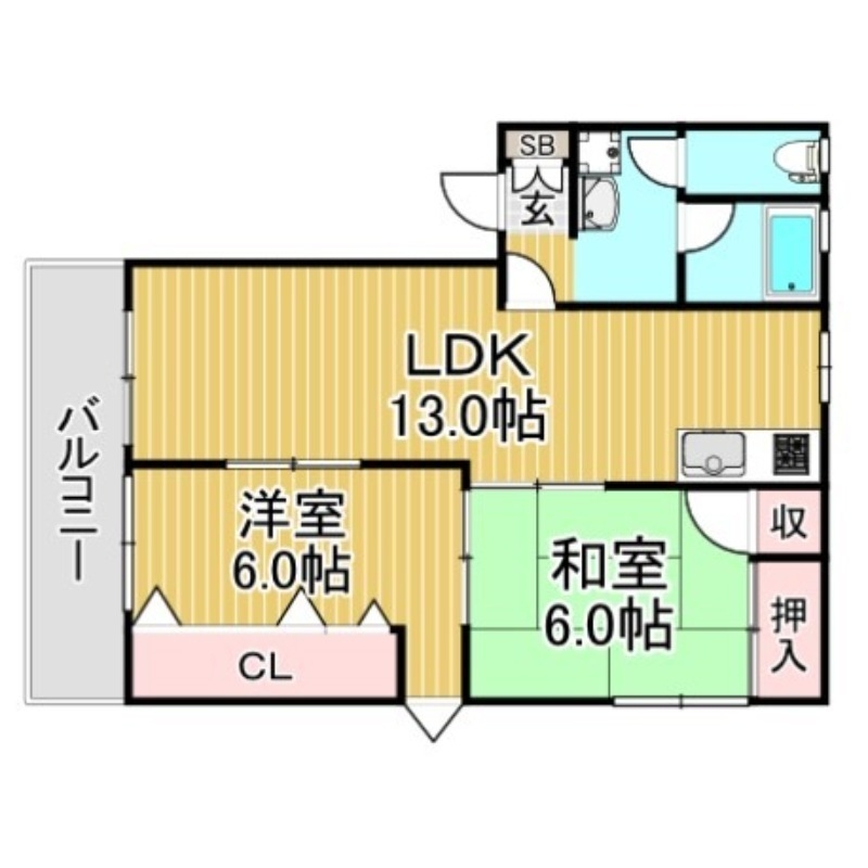 【大野城市東大利のアパートの間取り】