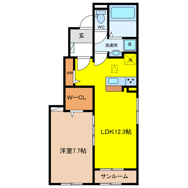 各務原市鵜沼西町のアパートの間取り