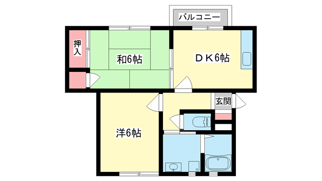 天理市二階堂上ノ庄町のアパートの間取り