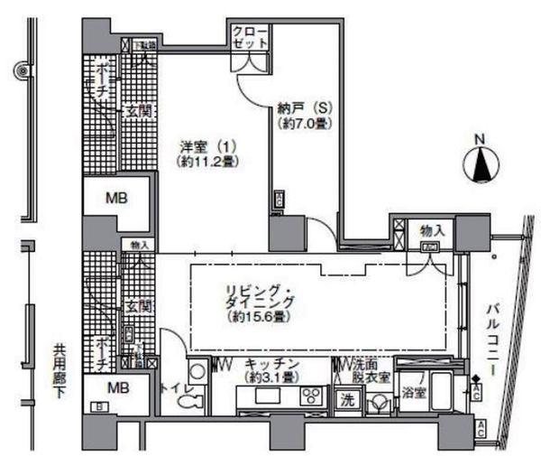 【港区海岸のマンションの間取り】