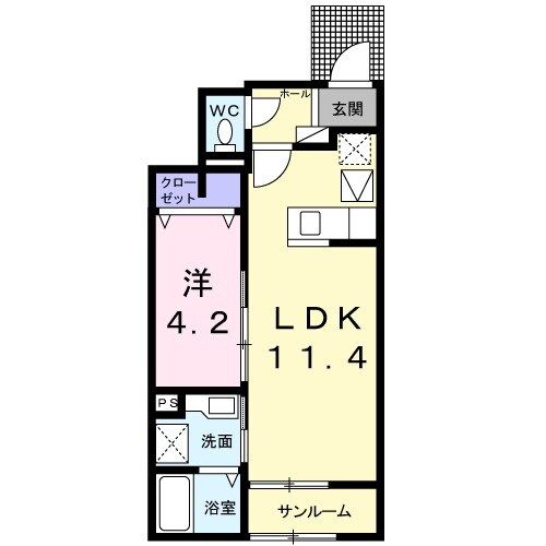 八戸市大字中居林のアパートの間取り