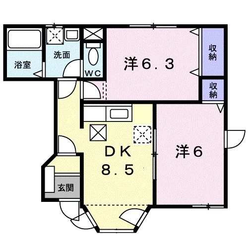 袋井市木原のアパートの間取り