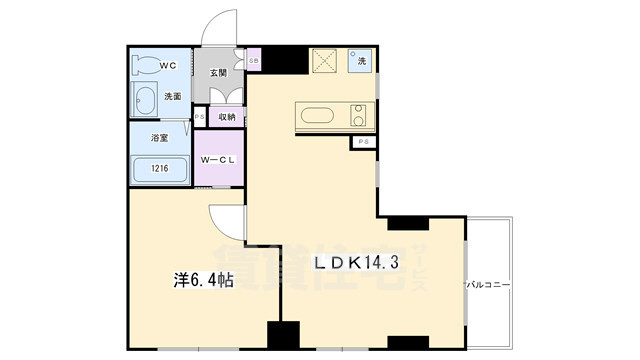 京都市東山区東町のマンションの間取り