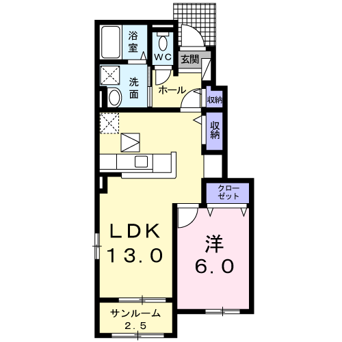 中央市中楯のアパートの間取り