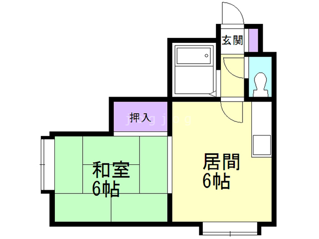 札幌市西区八軒六条東のアパートの間取り