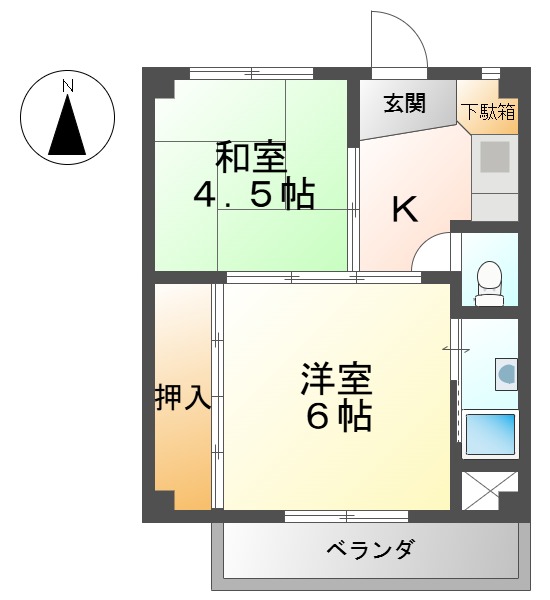 ビレッジハウス岡部1号棟の間取り