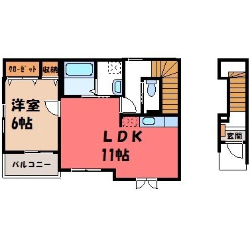 栃木市大平町富田のアパートの間取り