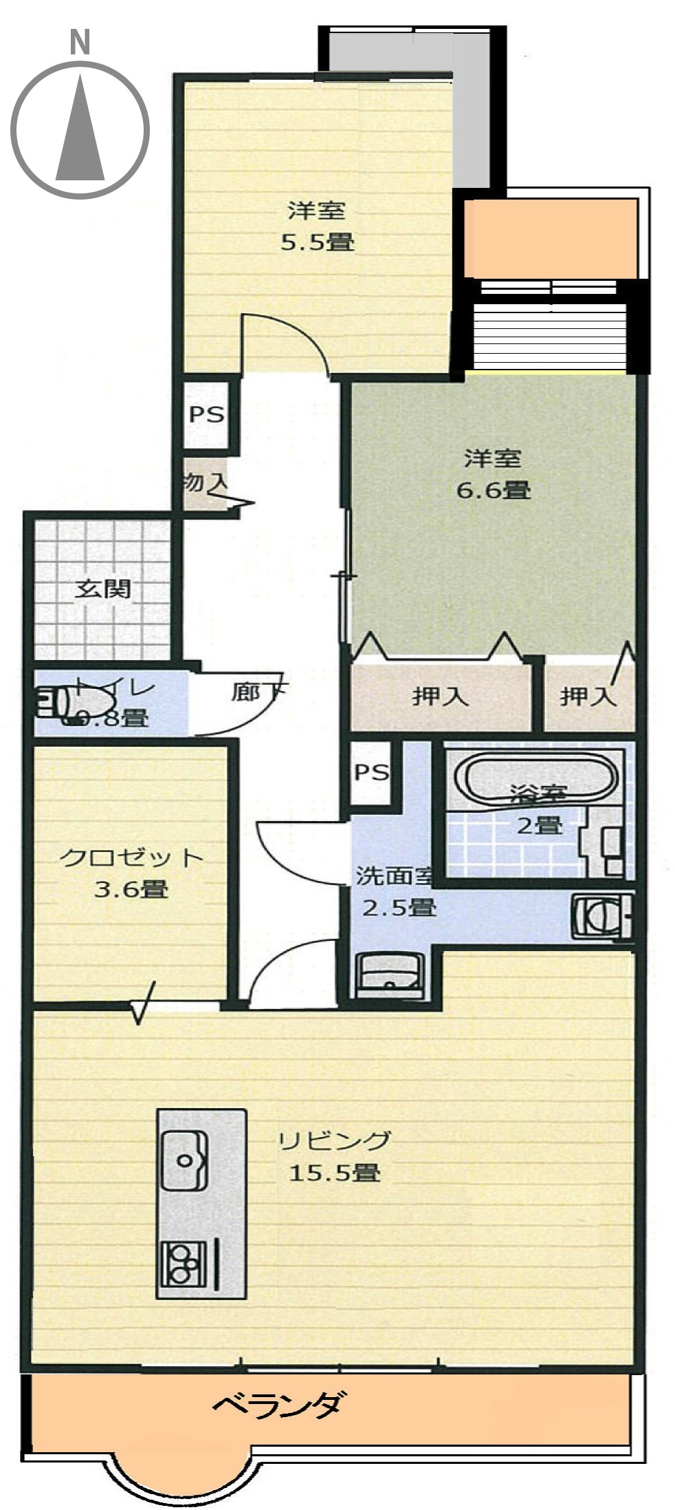 織平マンション リヴの間取り