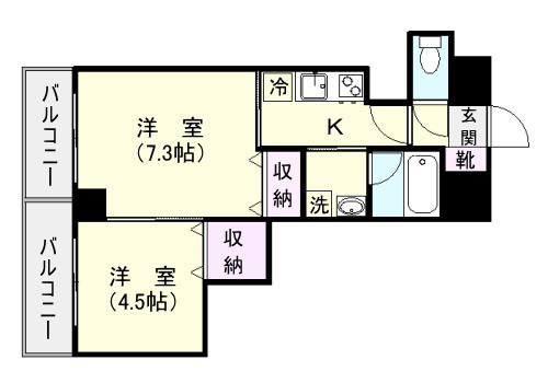 鹿児島市中央町のマンションの間取り