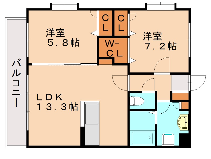 那珂川市今光のマンションの間取り