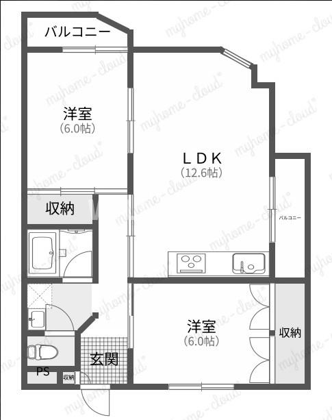 和歌山市杭ノ瀬のマンションの間取り