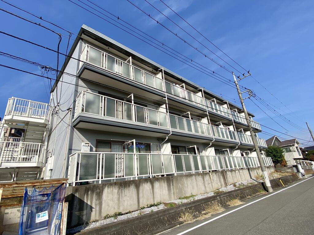 建物外観　軽量鉄骨造亜鉛メッキ鋼板葺地上3階建のマンションです。