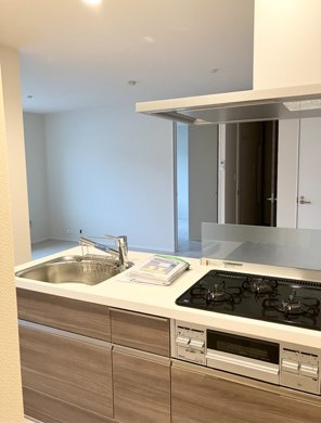 キッチン　対面式システムキッチン・ビルトイン3口コンロ