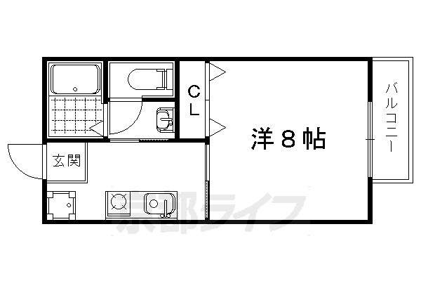 京都市右京区山ノ内荒木町のアパートの間取り