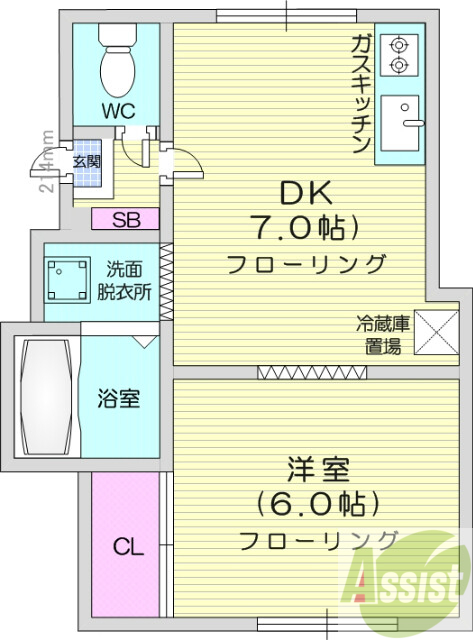 札幌市北区北二十四条西のアパートの間取り